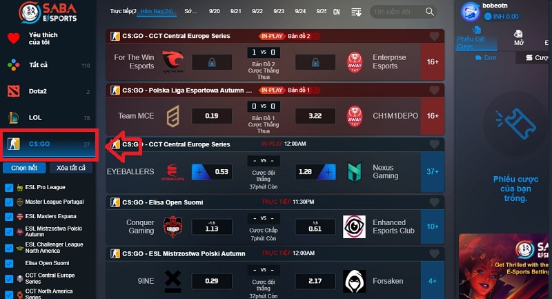 cách đọc kèo csgo V9bet