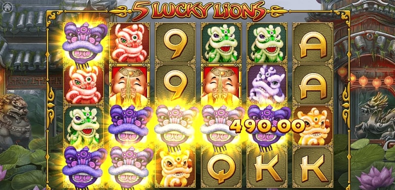 Cách chơi 5 Lucky Lions slot game V9bet